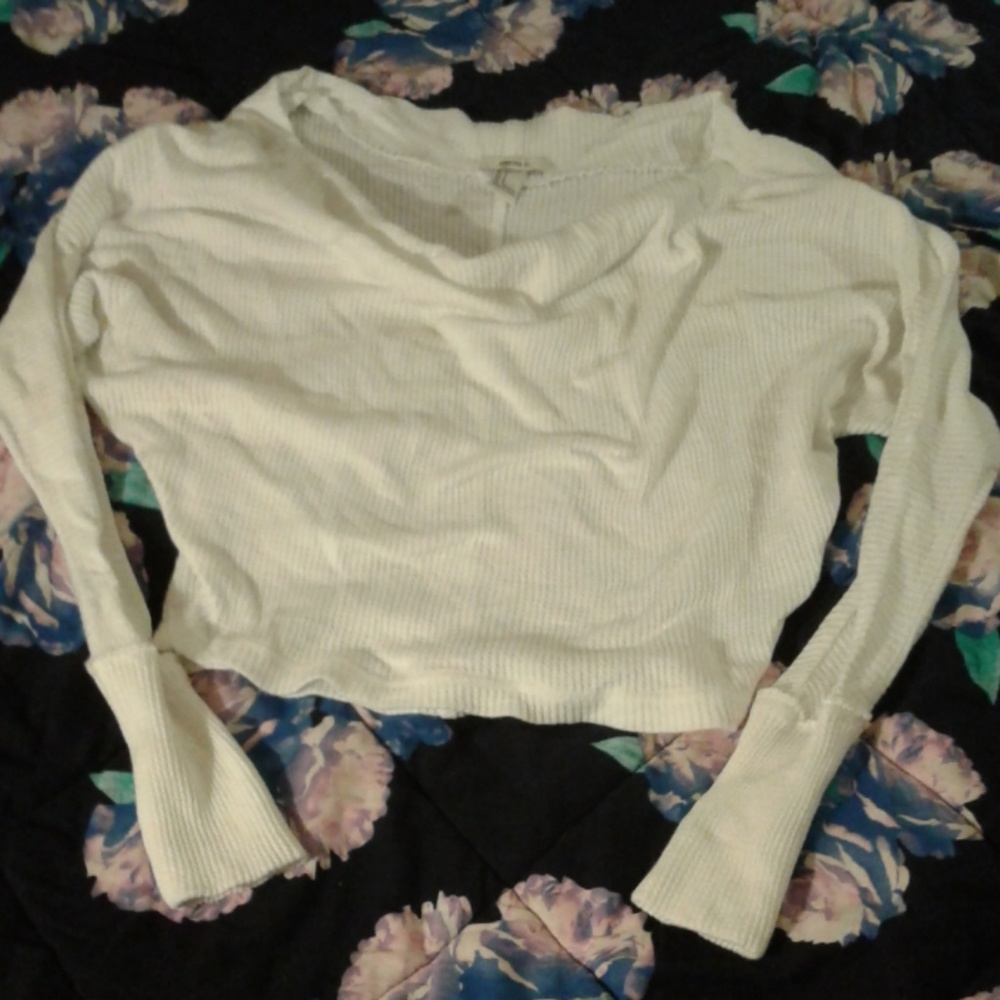 Forever 21 White Thermal Scoopneck Shirt